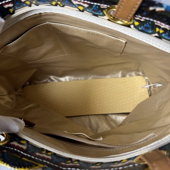 Stack Roots Multicolor Graphics Tote Bag With Brown Handles - Picture 6 of 12